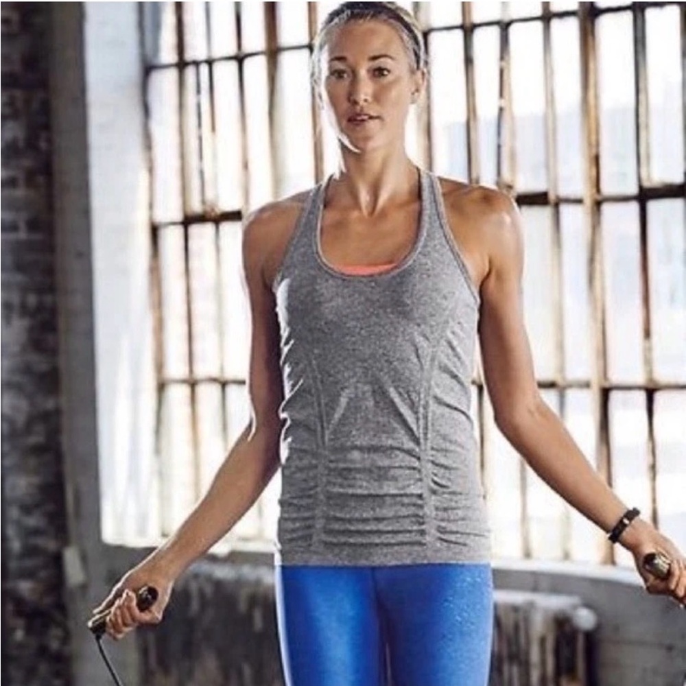 Athleta Gray Racerback Tank Top - Picture 2 of 6